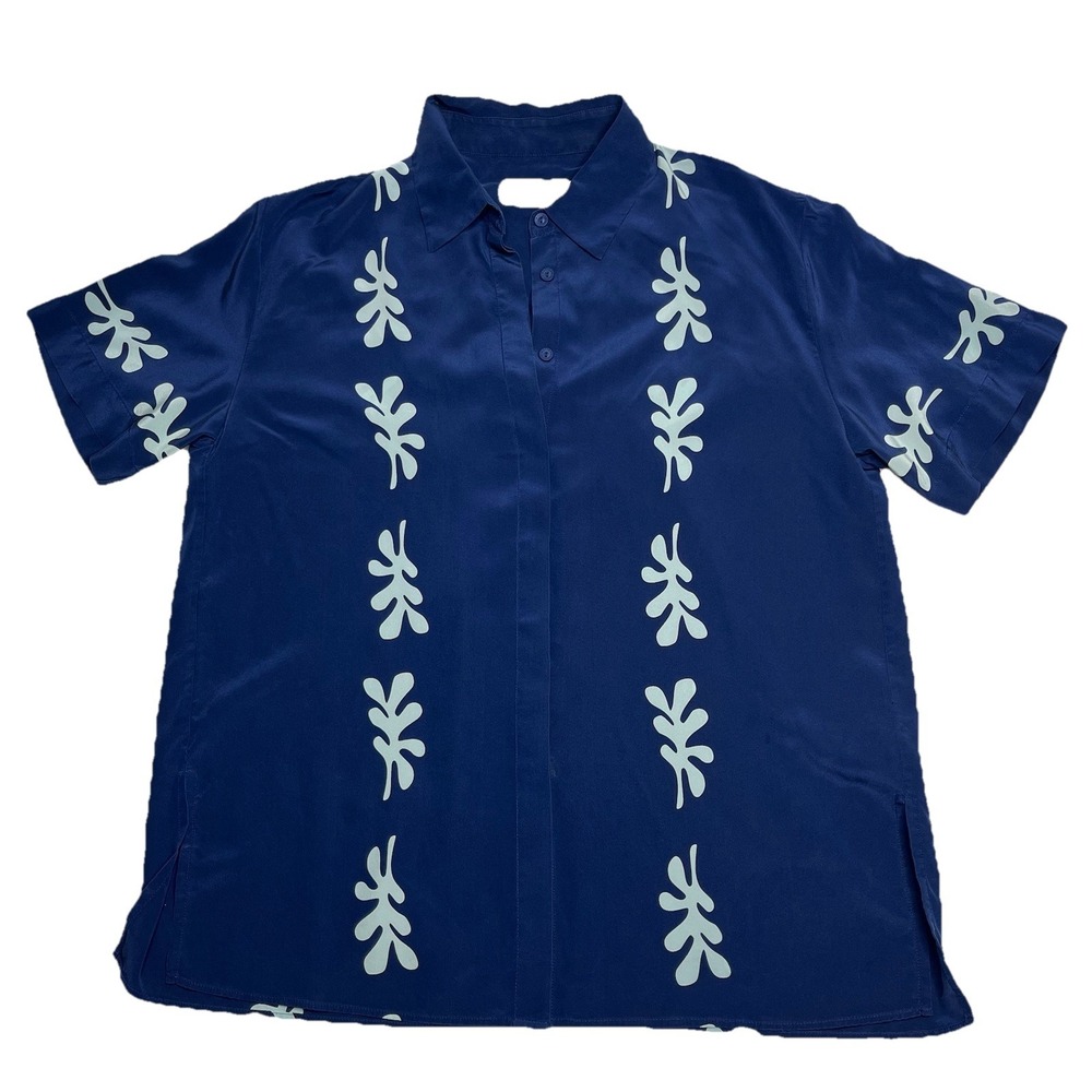Matteau Silk Floral Print Button Up Camp Shirt Top  AU 10 / US 6 Luxury Resort